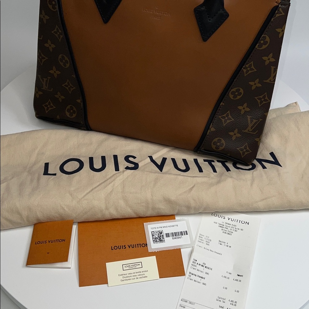 ❤️NWT LOUIS VUITTON CUIR ORFEVRE TOTE W/ PM MONOGRAM NOISETTE M40941 - Picture 15 of 16